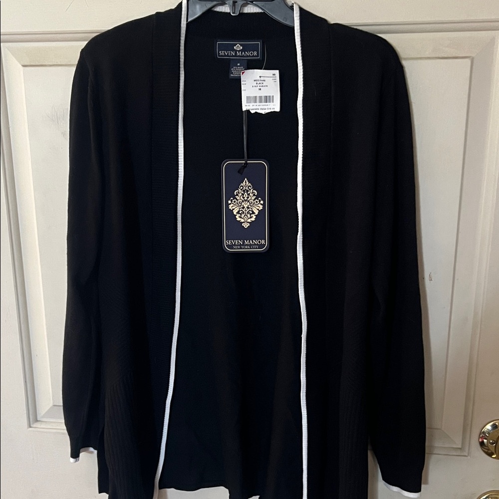 Womens Black Open-Front Sweater Cardigan size M